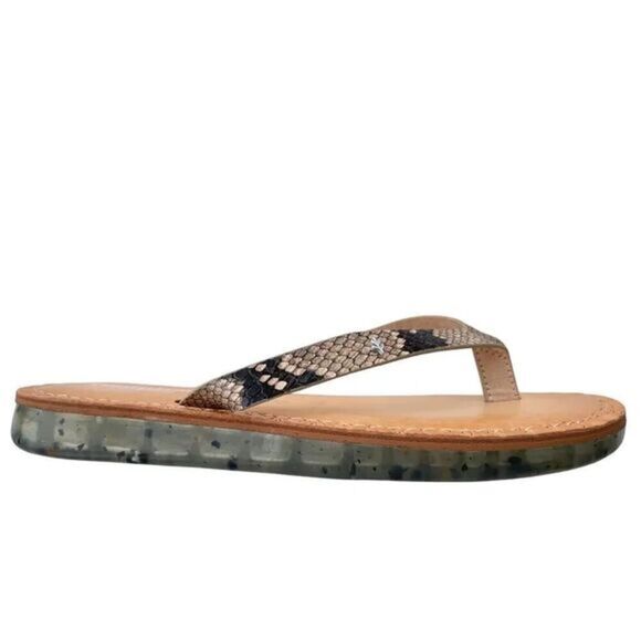 Steve Madden Cool Planet PLANET NATURAL MULTI Snake Reptile Print Flipflops Size - Picture 1 of 8